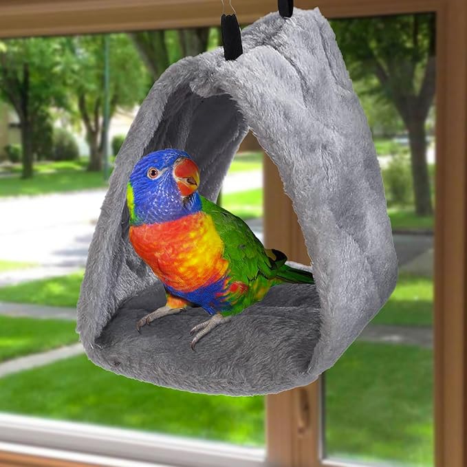Warm Bird Nest House, Bird Bed for Cage Accessories, Parakeet Toys Hammock, Plush Parrot Hanging Hut Tent for Conure Cockatiel Lovebird Cockatoo