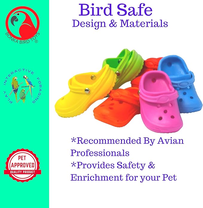 Bonka Bird Toys 2183 Pk6 Mini Sandal Foot Beak Chew Throw Parrot Parakeet Quaker Budgie Finch Cockatoo