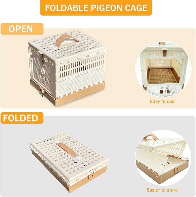 Folding Pigeon Cage Racing Pigeons Travel Cage Pairing Cage Plastic Two Doors Nest Box for Training and Release, Competition(S)