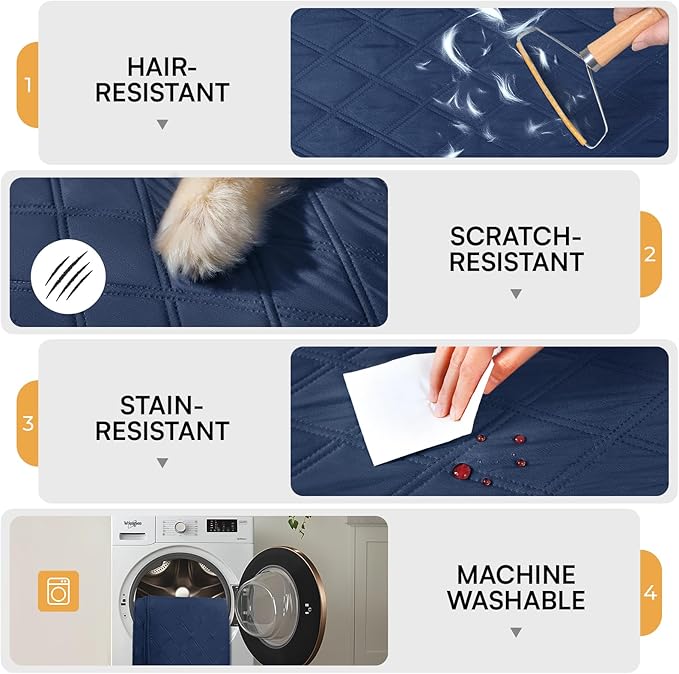 Luciphia 100% Waterproof Couch Cover Blanket for Dogs Anti-Slip Pet Couch Protector Sofa Mat Puppy Cat Blanket with Non-Slip Bottom, Navy Blue, 30x70 Inch