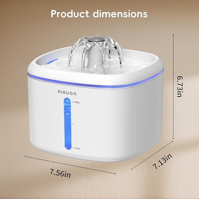 Cat Water Fountain,2.5L/84oz Pet Cat Fountain – Ultra Quiet Upgraded Automatic Pet Water Dispenser with 8 Replaceable Filters, Indoor Cat & Dog Drinking Bowl