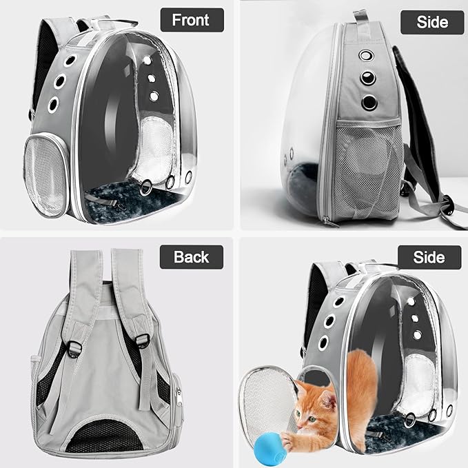 Cat Backpack Carrier, Pet Cat Carrier with Ventilated Design for Carrying Puppy Cats, Pet Carrier Backpack for Traveling/Hiking/Camping/Outdoors Airline Approved Travel Carrier(Grey)