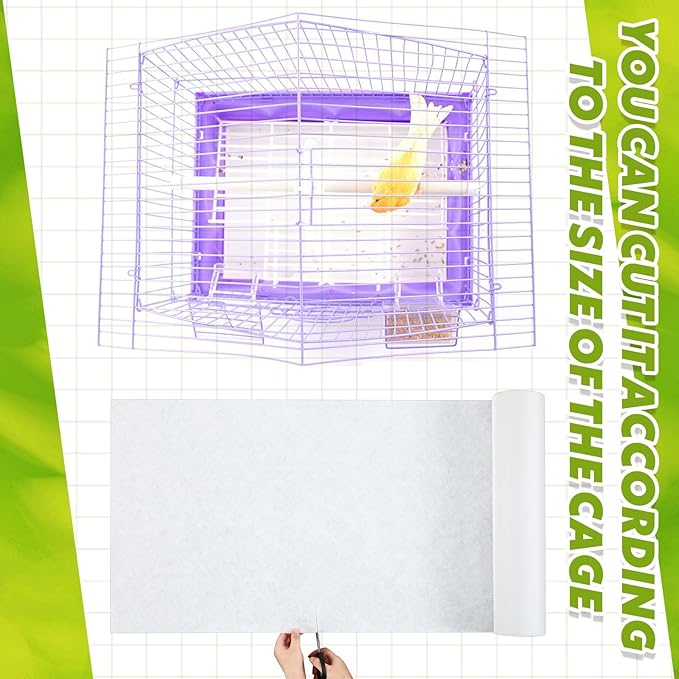 100 ft x 18 Inch Bird Cage Liner Disposable Parakeet Cage Liners Precut Absorbent Bird Paper Accessories for Pet Animal Parrot (White)
