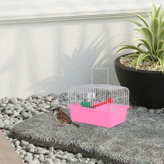 Portable Bird Travel Cage for Small Birds Parrots Lovebirds with Perch Food Box Water Dispenser 9.29X6.57X9.29 Inches