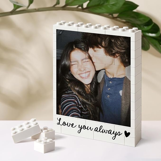 NAZENTI Custom Couple Photo Building Blocks gifts for Him Her, Puzzle Building Blocks Gifts for Valentines Birthday, Couple Gift, Custom Home Decor with Photo for Couples, Puzzle Gift For Husband