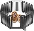 Dog Playpen Metal Dog Fence Outdoor for Yard 32" Height 8 Panels Portable Dog Pen Pet Kennel for RV Camping(Black-Silver)