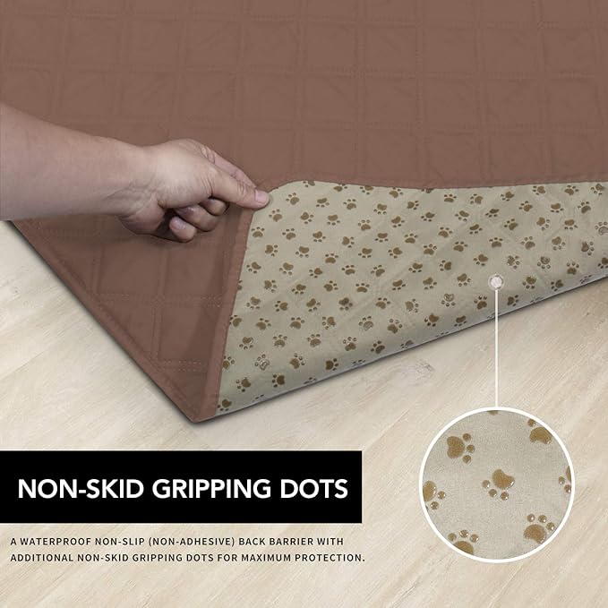 Easy-Going 100% Waterproof Dog Bed Cover, Non-Slip Pet Blanket for Furniture, Washable Couch Cover, Repleasement Sofa Cover (96x82 in,Brown)