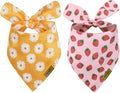 Summer Spring Dog Bandanas 2PCS, Premium Durable Fabric Dog Scarf Bid Handkerchief Bandanas for Boy Girl Small Medium Large Dogs (Large)