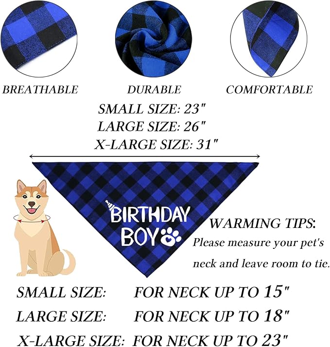 STMK Dog Birthday Party Supplies, Multi Size Dog Birthday Hat with Numbers Bandana Bow Tie for Medium Large Dogs Pets (Blue, Large)