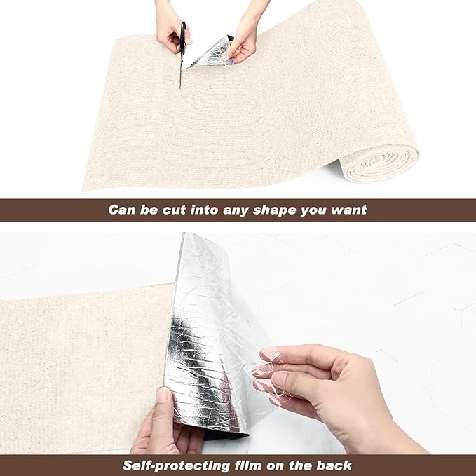Cat Scratching Mat, 118" x 15.8" Self-Adhesive Trimmable Cat Scratching Carpet Mat with 20 Screws, DIY Cat Scratchers Furniture Protector for Indoor Cats, Couch, Wall and Cat Tree Shelves