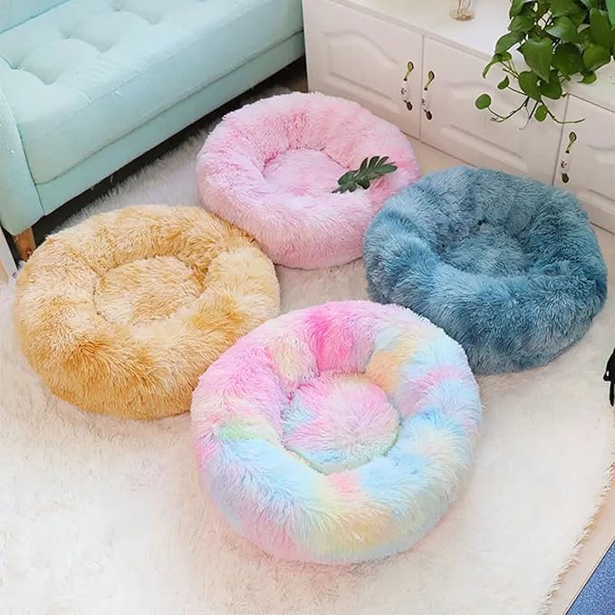 Cat Beds for Indoor Cats,24 Inch Dog Bed for Small Melium Large Dogs, Washable-Round Pet Bed for Puppy and Kitten with Slip-Resistant Bottom