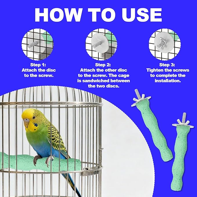 2pcs Bird Beak Grinding Stone, Resin Anti-Slip Beak Grinder Stone Perches Bird Parrot Cage Perch Stand for Parrot Budgie Cockatiel Cage Accessories
