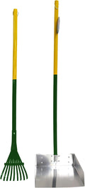Four Paws Stainless Steel Long-Handled Dog Pooper Scooper Rake & Pan 2 Piece Set, Pet Waste Pickup Tool, 38" x 10"