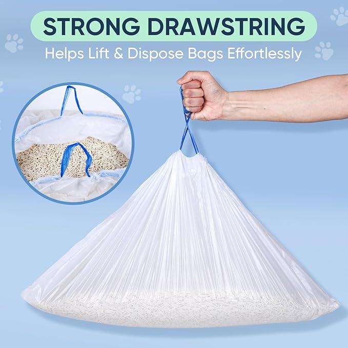 160 Count Cat Litter Box Liners Compatible with Cumrige & Fsitego & Fumoi Self Cleaning Litter Box, Cat Litter Liners for Automatic Litter Box, Heavy Duty Waste Bags with Drawstrings, 25.98" x 11.81"
