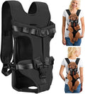 Dog Carrier Backpacks, Adjustable Dog Backpack Carrier, Legs Out Easy-fit Dog Chest Carrier for Medium Small Dogs, Hands Free Dog Front Carrier for Hiking, Cycling（Black S）