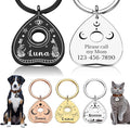 Goth Cat Tags Personalized Halloween Gifts for Dogs, Spooky Pet ID Tags,Boo Basket Stuffers, Summon My Mom Dad,Custom Anti-Lost Dog Name Collar Plate for Small Large Dogs Cats