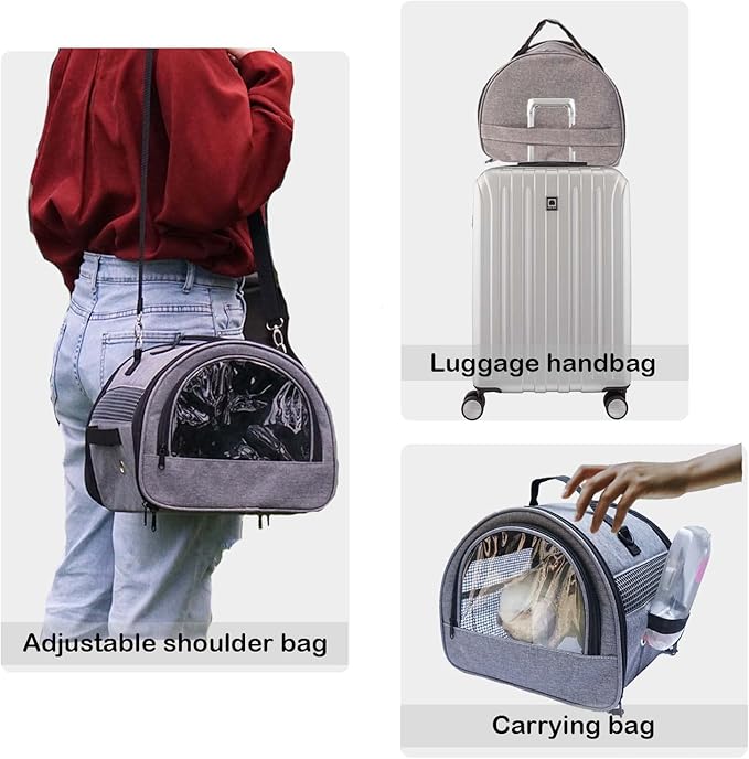Rabbit Carrier, Small Pet Carriers for Guinea Pig Hamster Bird Bunny Bearded Dragon Kitty, Animal Bag with Stable Handle and Waterproof Pad, Easy Travel and Vet Visit-Large