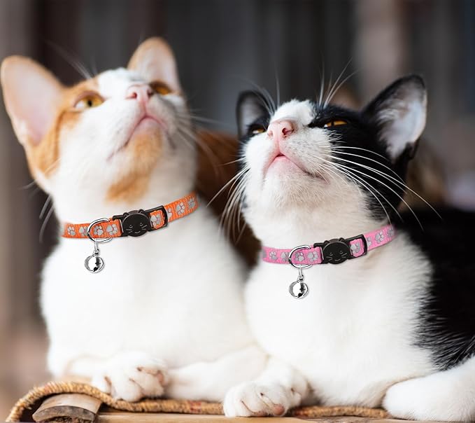 16 PCS Breakaway Cat Collars with Bells Reflective Cat Collar Safety Nylon Kitten Collars Cat Collars for Girl Boy Cats(7.5"-12.6")