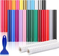 Permanent Vinyl (50Pack, 12"x12") - 40 Adhesive Vinyl (Matte & Glossy) + 10 Transfer Tapes 1 Scraper, Waterproof Outdoor for All Cutting Machine, Perfect for Home Party Decor