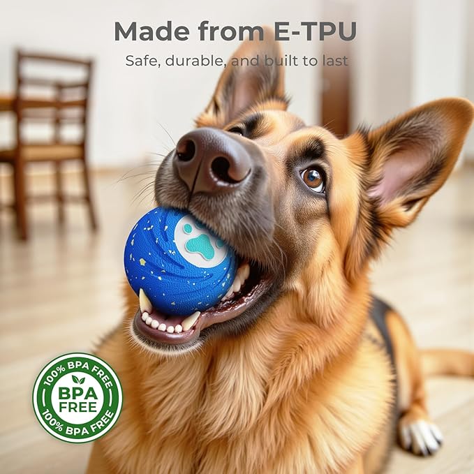 Lovkid Smart Interactive Dog Toys - Interactive Dog Ball for Medium & Large Dogs Durable E-TPU Dog Toy to Keep Them Busy Motion Activated Rolling Ball Indoors & Outdoors (Blue)