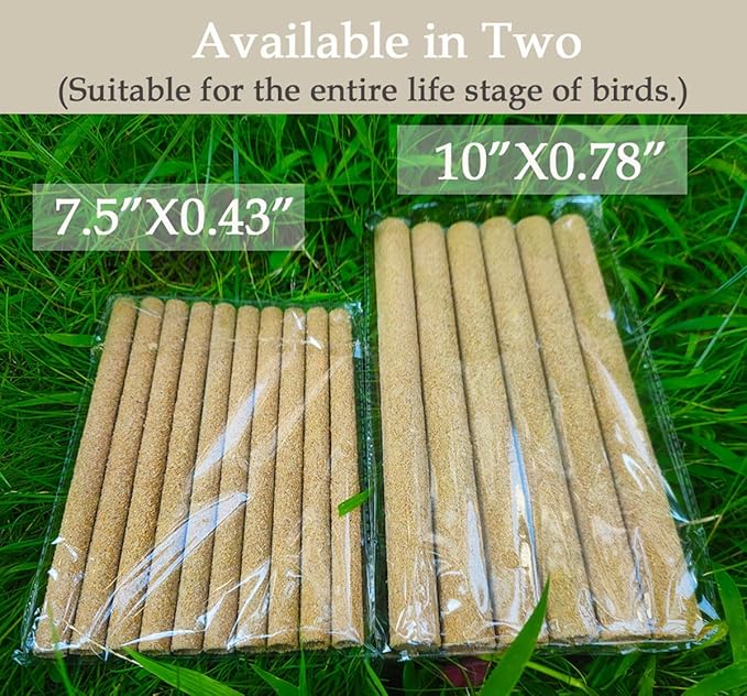 40Pcs Sand Perch Covers for Bird - Bird Perch Covers 7.5" Long x 3/8" Diameter Bird Perches for Parakeets, Lovebirds, Parrotlets, Canaries and Other Small Birds (Yellow, 40pcs 7.5" x 0.43")