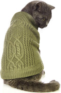 Stretchy Cat Sweater - 17 Colors & 6 Sizes | Snug Winter-Ready Knit for Boy/Girl Cats & Kittens(Olive Green, Small)
