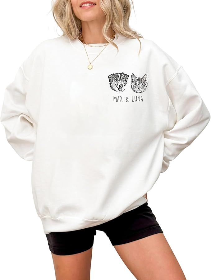 Custom Pet Sweatshirts with Photo and Name, Personalized Dog Sweatshirt, Gifts for Dog Mom, Dad