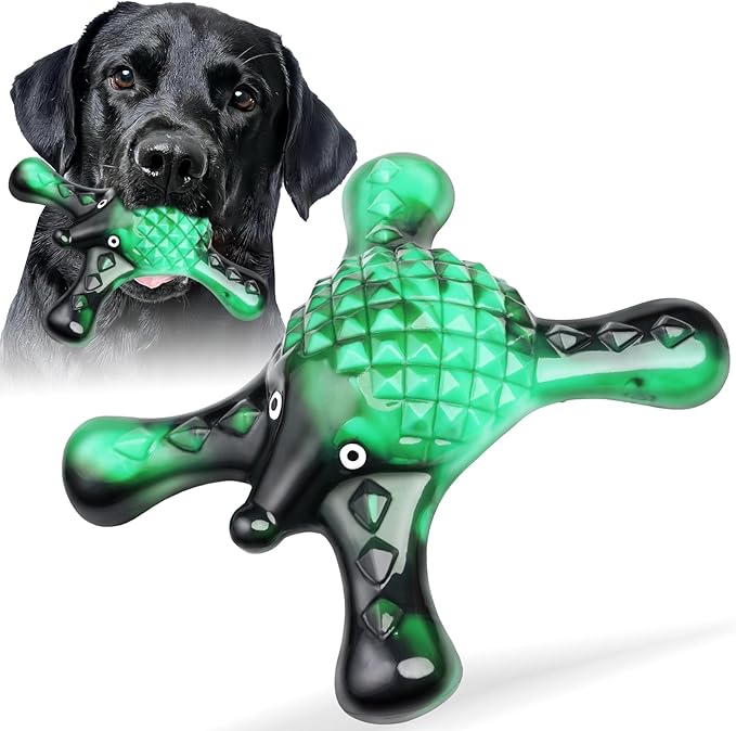 Dog Toys for Aggressive Chewers, Nylon Indestructible Dog Toy for Medium Large Dogs, Hedgehog Ddog Chew Toys with Bacon Flavor, Long Lasting, Dog Toys for Boredom, Green