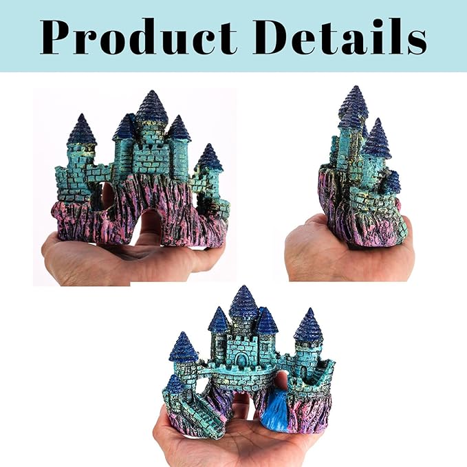 Fish Tank Decorations Vintage Castle Aquarium Decorations Resin Cave Hideouts Large for for Betta Fish Freshwater and Saltwater Fishtanks, Fish Tank Accessories