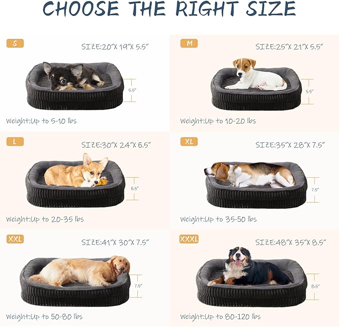 Orthopedic Dog Bed for Medium, Large Dogs Breeds, High Density Egg Crate Foam Dog Sofa Beds with Four Sided Bolster,Oval Kennel Bed, Pet Couch Bed,Removable Washable Cover& Non-Slip Bottom