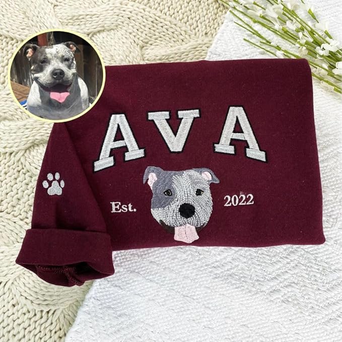 COUPLEHOODIES Custom Dog Portrait Sweatshirt from Photo – Personalized Pet Memorial Gift for Dog Moms, Cat Lovers or Pet Loss