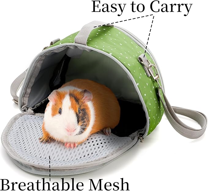 Coloch Hamster Carrier Bag, Small Pet Outgoing Travel Pouch Breathable Guinea Pig Carrying Bag with Handle& Strap for Sugar Glider, Hamster, Hedgehog, Guinea Pig, Small Animals