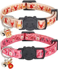 Christmas Cat Collar, Cotton 2 Pack Cat Collar with Bells, Breakaway Collars for Girl Boy Kittens, Reindeer