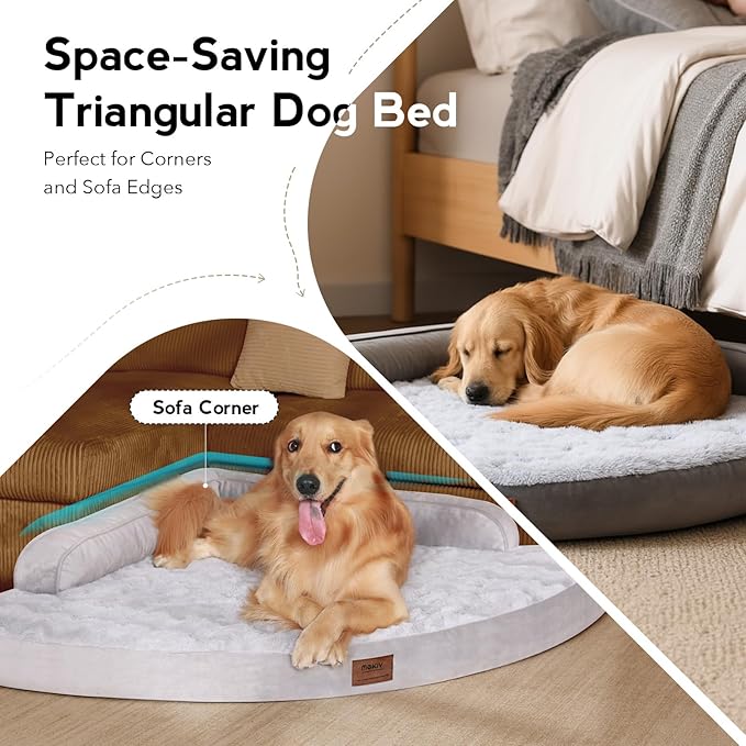 Orthopedic Dog Bed for Extra Large Dogs - XXL Egg-Crate Memory Foam Dog Beds with Removable Washable Cover, Waterproof Pet Beds with Non-Slip Bottom, Grey