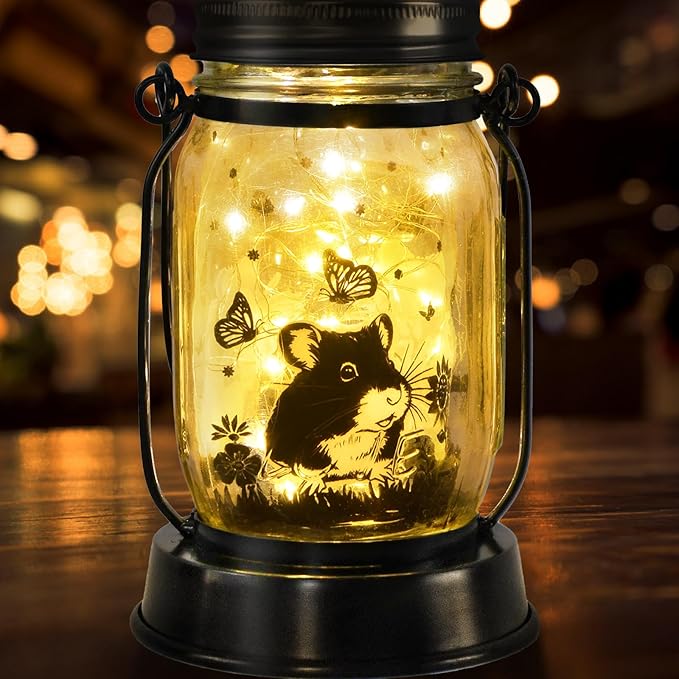 kyoryuger Hamster Gifts for Women/Men Hamster Solar Lanterns Mom Birthday Present Lantern Pet Loss Pet Memorial Lights Solar Garden Decoration Outside for Yard, Patio,Backyard,Porch Torche