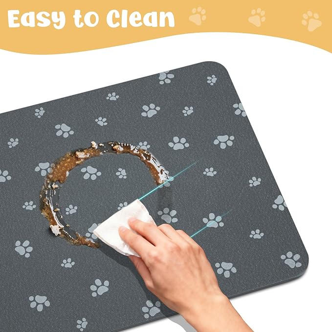 Dog Food Mat, Diatom Ooze Cat Water Mats Non Slip for Floors Waterproof and Water Absorption, Easy to Clean-Dog Paw (15.5" H*23.5" L)