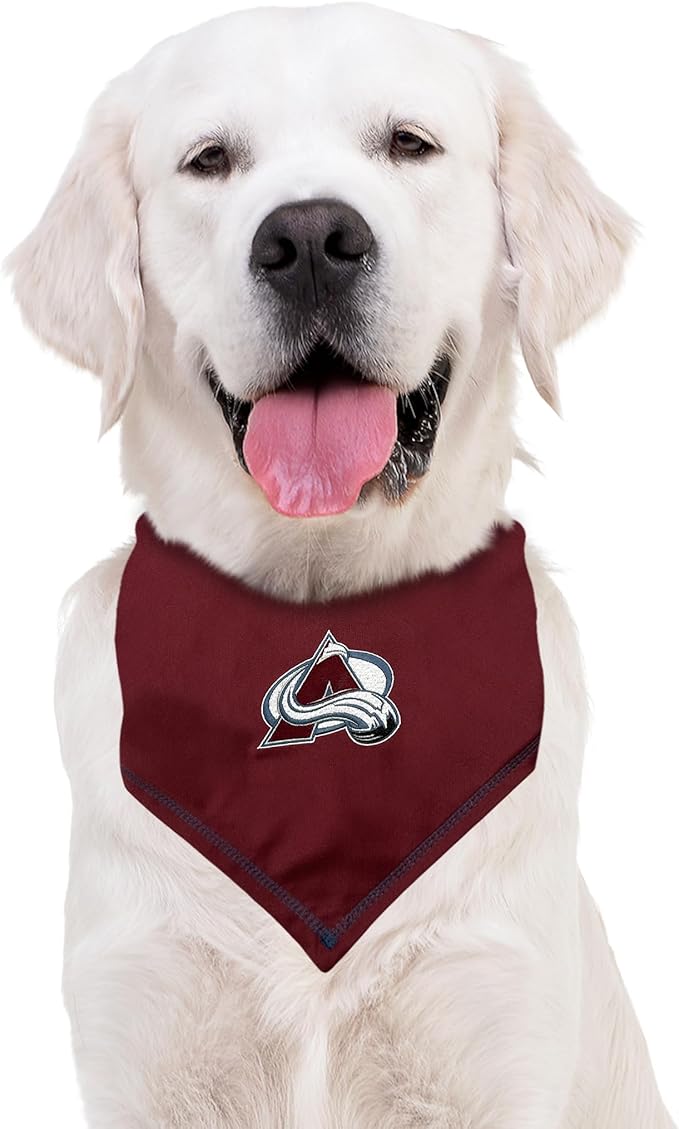 Pets First NHL Colorado Avalanche TIE Bandana, Size Small/Medium. Dog Bandana Scarf Bib for Pet Cat Dog. The Ultimate Game-Day, Party Bandana