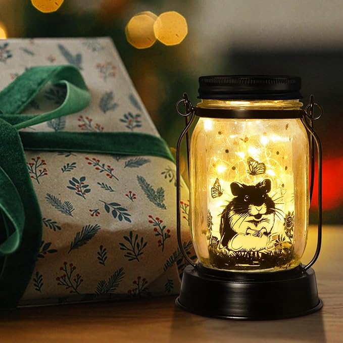 kyoryuger Hamster Gifts for Women/Men Hamster Solar Lanterns Mom Birthday Present Lantern Pet Loss Pet Memorial Lights Solar Garden Decoration Outside for Yard, Patio,Backyard,Porch Torche