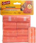 Glad for Pets Large Dog Waste Bags, Scented, Tear-Resistant, 16 Rolls | Heavy Duty Dog Poop Bags for Fast and Easy Waste Cleanup | 16 Rolls Waste Bags, 240 Bags Total