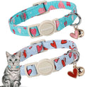 Cat Collar,2 Pack Cat Collars Breakaway with Bell, DOGWONG Safety Buckle Valentine's Day Cat Collar Blue Heart for Girl Boy Cats and Small Dogs，Adjustable 7-12 Inch,Pet Supplies Accessories