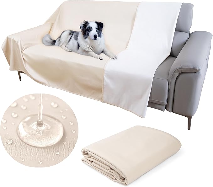 SILLY LEGACY Thin Reversible Waterproof Protective Bed Cover (Queen Size, 96 x 82 inch), for Dogs and Cats, Babies; Incontinence, Dirt, Drool