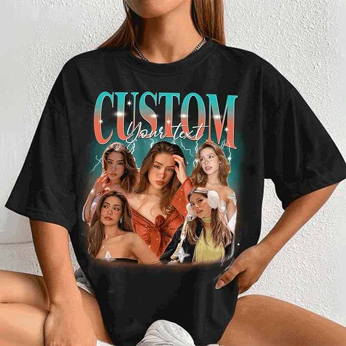 NAZENTI Custom Bootleg Rap Tee, Custom T-Shirts with Picture, Retro Custom Bootleg, Valentine's Gifts for Him Her