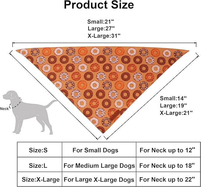 ADOGGYGO Dog Bandanas Boy Girl, Reversible Football Donuts Pet Scarf, Premium Fabric, Adjustable Fit Brown Football Bandanas for Extra Large Dogs (X-Large)