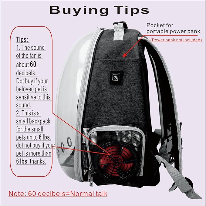 Active Cooling Pet Backpack Carrier with Side Fan,Airline Approved Transparent Bubble Backpack for Cats, Dogs, Puppies Enhanced Ventilation for Travel, Hiking, Camping (Black)