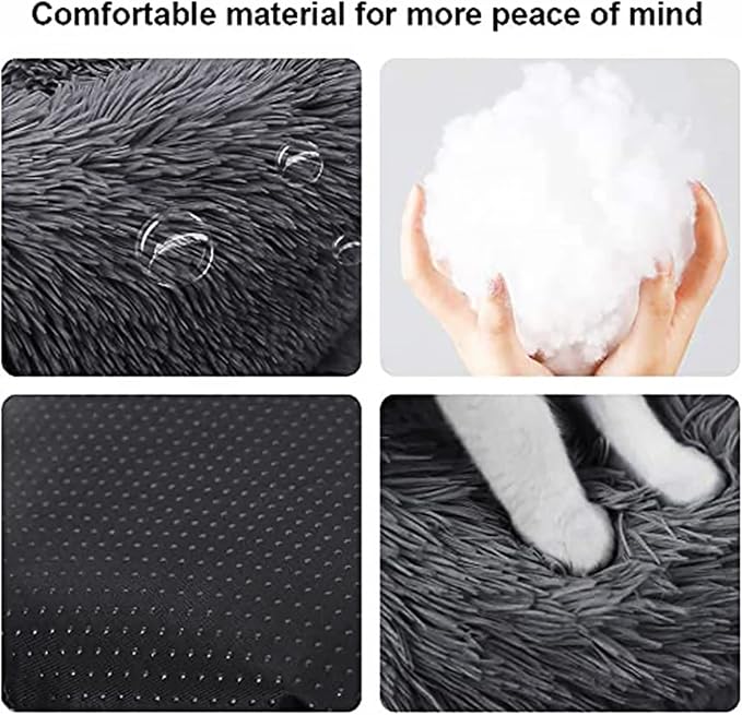 Nisrada Dog Bed for Medium Large Dogs, 36 inch Calming Dogs Bed, Washable-Round Cozy Soft Pet Bed for Puppy and Kitten with Slip-Resistant Bottom