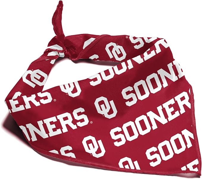 Oklahoma Sooners Officially Licensed Bandana for Dogs and Cats | Fits Pets Great Gift Idea | Easy-to-Tie (Large, 28")