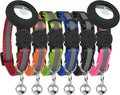 Reflective Cat Collar with AirTag Holders, Set of 6, with Bells, Solid & Safe Collars for Cats, Nylon, Mixed Colors, Pet Collar, Air Tag Holder, Breakaway Cat Collars Charms