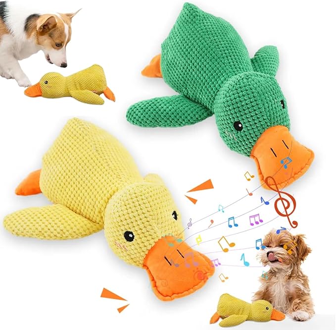2025 Upgraded Dog Toys, New Durable Calming Duck Toys, Dog Toys for Aggressive Chewers with Soft Squeaker, Fun for Indoor Puppies and Senior Pups (2 Pcs, S-8.66 * 9.87in)