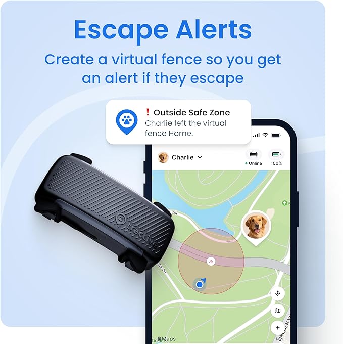 Tractive Smart Dog GPS Tracker | Live Pet Tracker with Virtual Fence | Vital Signs Monitoring of Heart & Respiratory Rate | Bark Monitoring | Dog Collar Attachment (Brown)