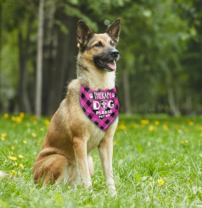Dog Bandana, Therapy Dog Please Pet Me with, Dogs Scarf Classical Printing, Dogs Scarf Accessories, Doggy Kerchief Pet Kerchief, Christmas Birthday Thanksgiving Doggy Gift A02
